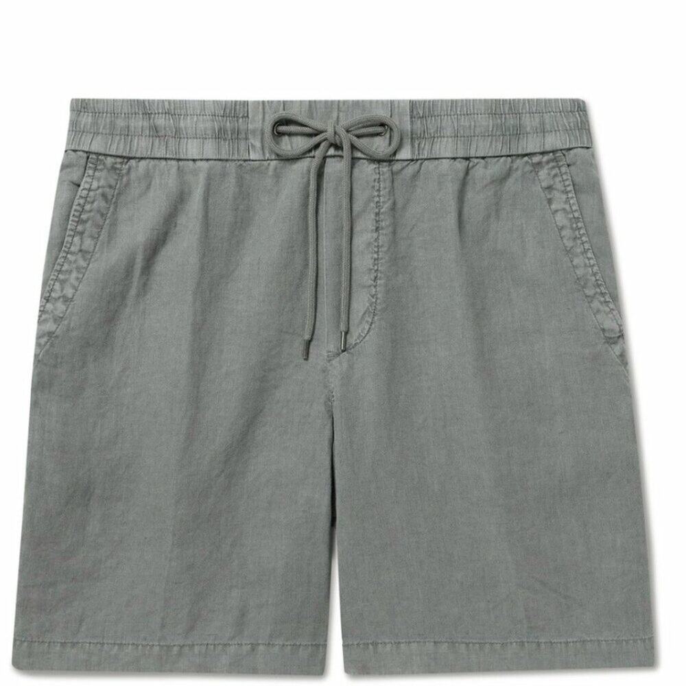 James Perse Linen Drawstring Shorts Mens luxury Gray waist 31" Resort Casual NEW
